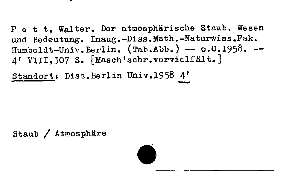 [Katalogkarte Dissertationenkatalog bis 1980]