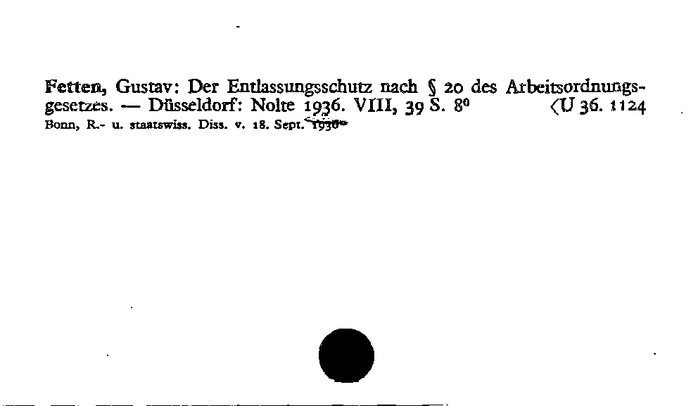 [Katalogkarte Dissertationenkatalog bis 1980]