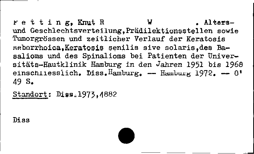 [Katalogkarte Dissertationenkatalog bis 1980]