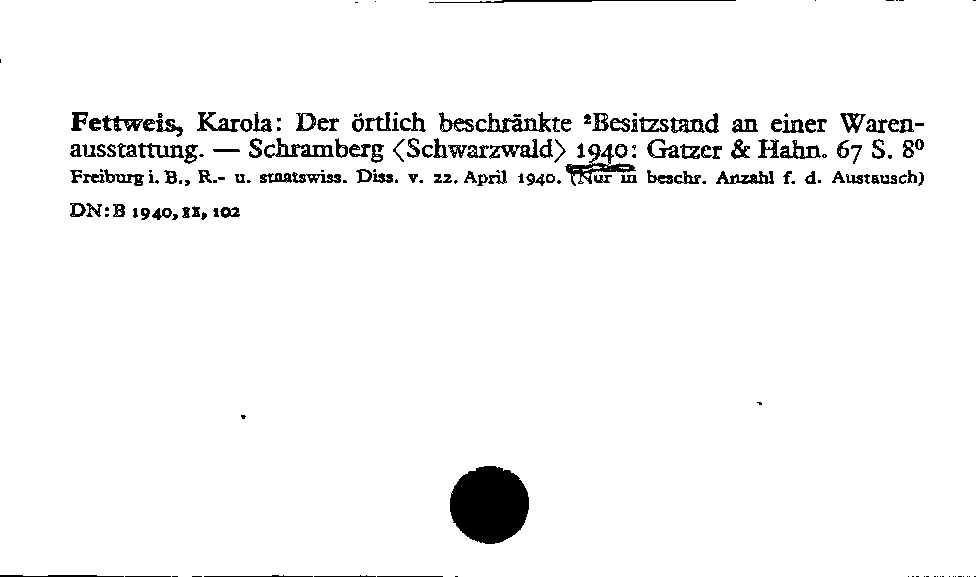 [Katalogkarte Dissertationenkatalog bis 1980]
