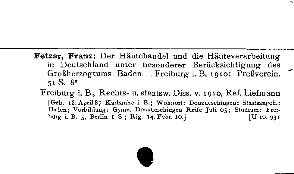 [Katalogkarte Dissertationenkatalog bis 1980]