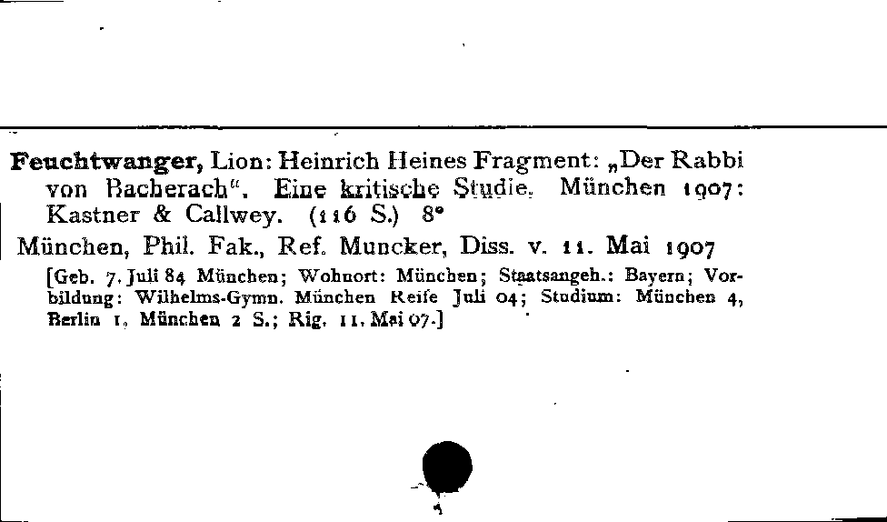 [Katalogkarte Dissertationenkatalog bis 1980]