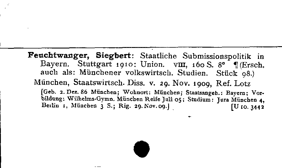 [Katalogkarte Dissertationenkatalog bis 1980]