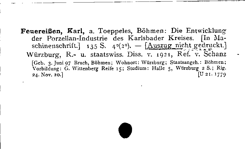 [Katalogkarte Dissertationenkatalog bis 1980]