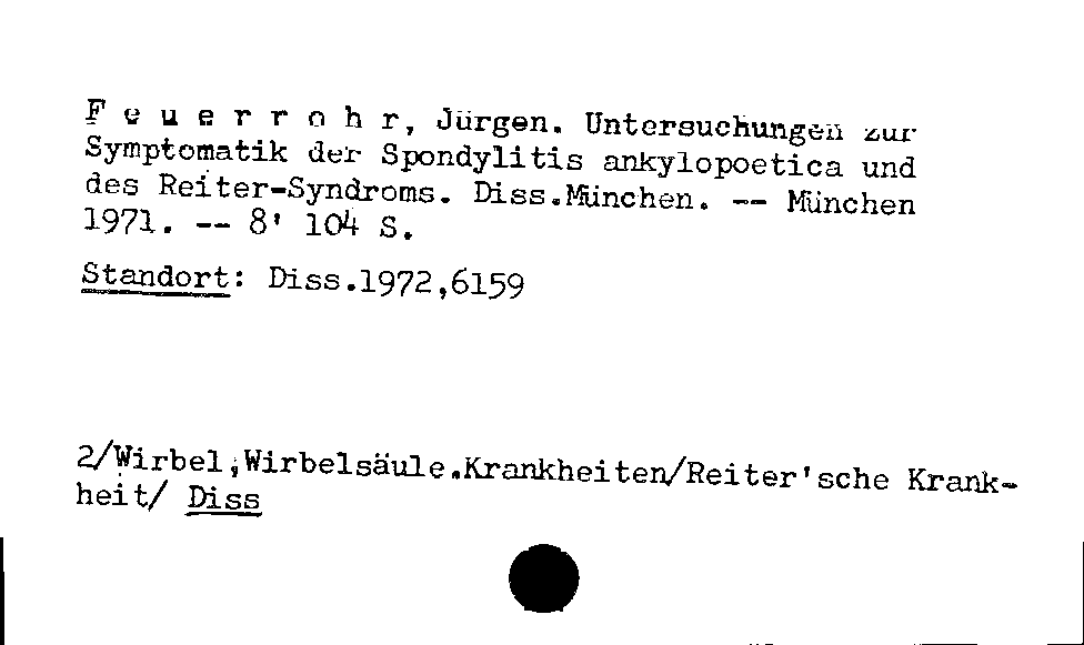 [Katalogkarte Dissertationenkatalog bis 1980]