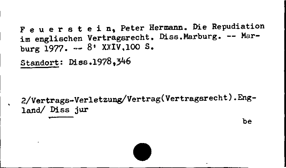 [Katalogkarte Dissertationenkatalog bis 1980]