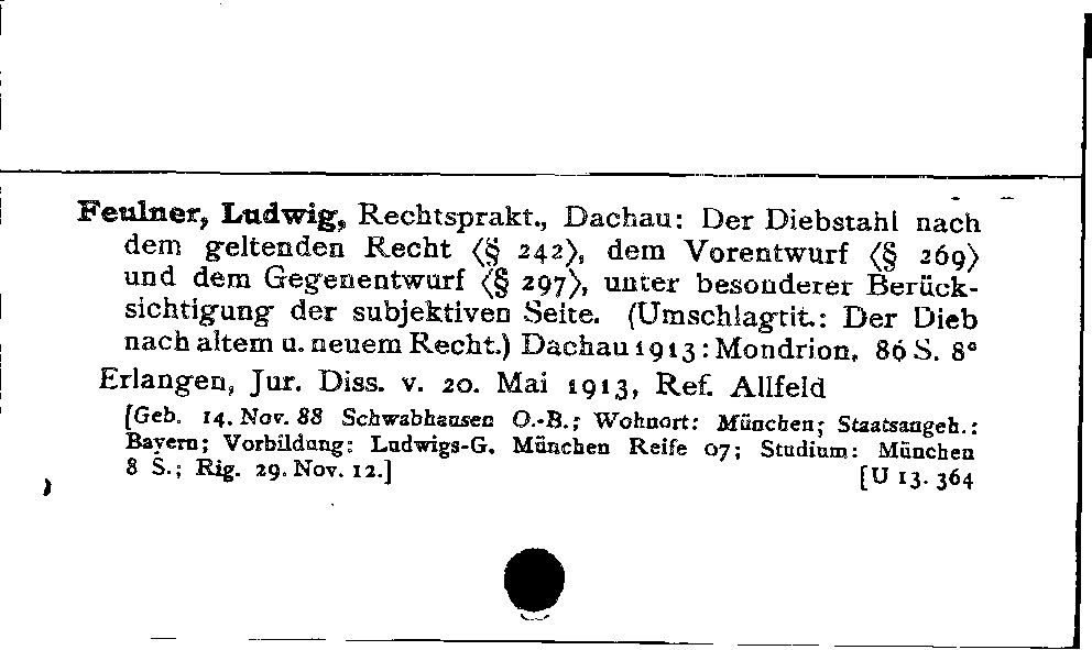 [Katalogkarte Dissertationenkatalog bis 1980]