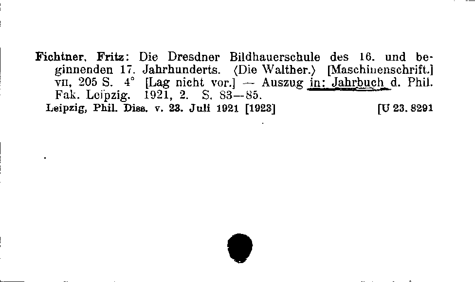 [Katalogkarte Dissertationenkatalog bis 1980]