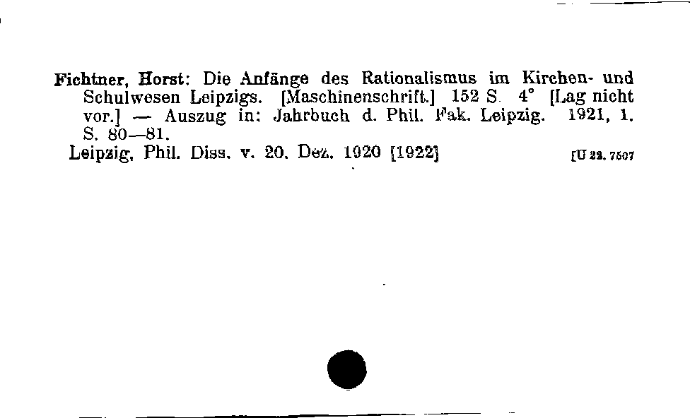 [Katalogkarte Dissertationenkatalog bis 1980]