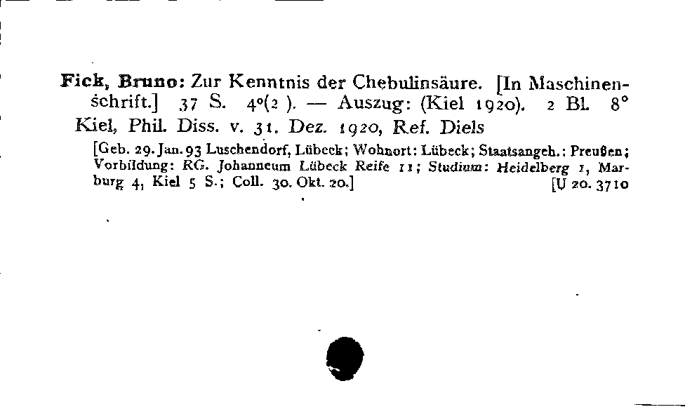 [Katalogkarte Dissertationenkatalog bis 1980]