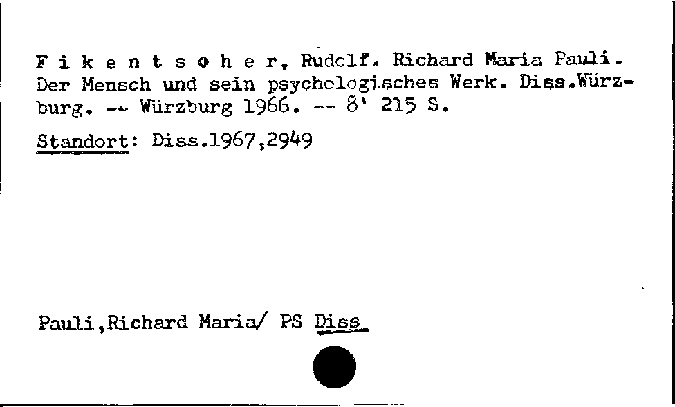 [Katalogkarte Dissertationenkatalog bis 1980]