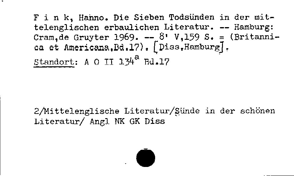 [Katalogkarte Dissertationenkatalog bis 1980]
