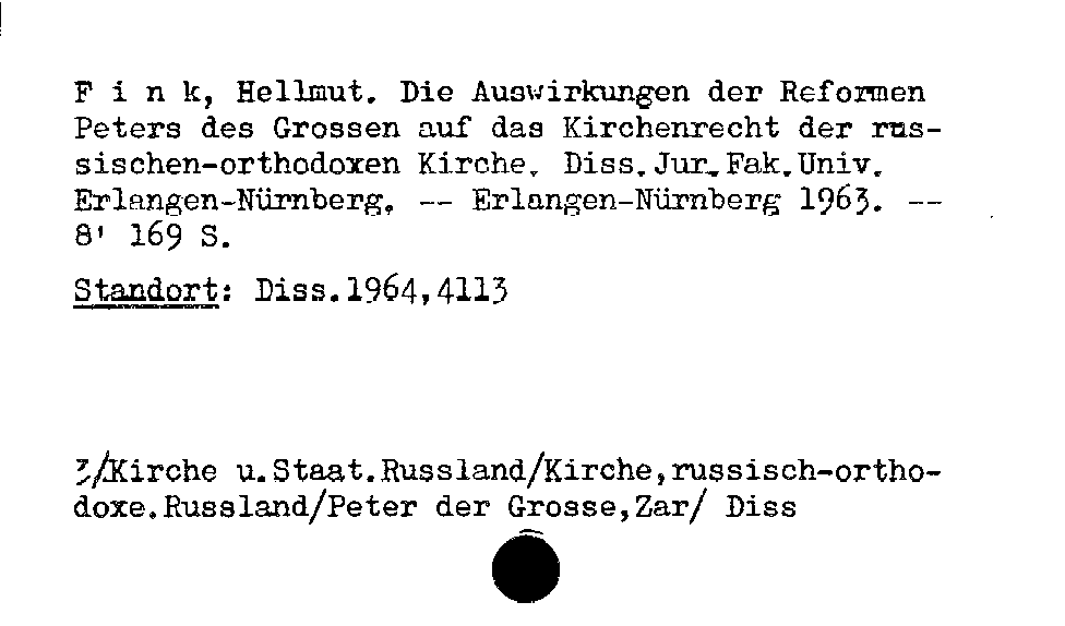 [Katalogkarte Dissertationenkatalog bis 1980]