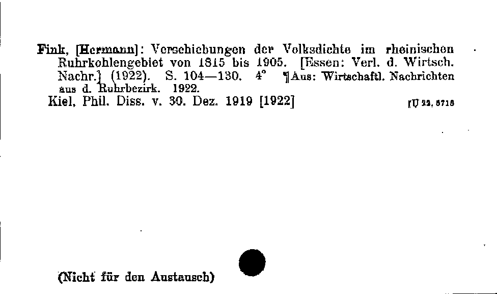 [Katalogkarte Dissertationenkatalog bis 1980]