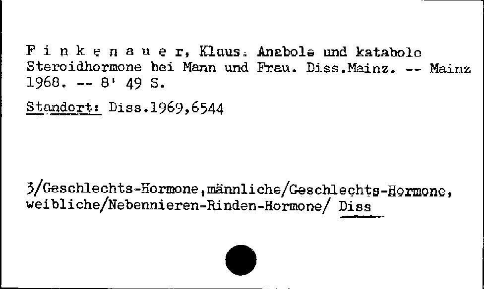 [Katalogkarte Dissertationenkatalog bis 1980]