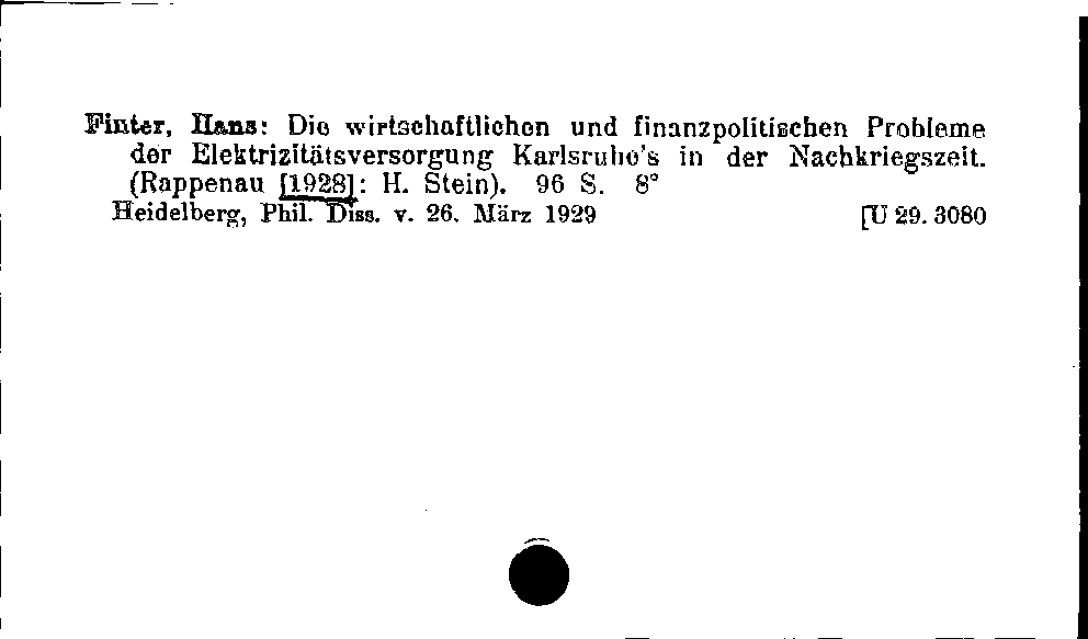 [Katalogkarte Dissertationenkatalog bis 1980]