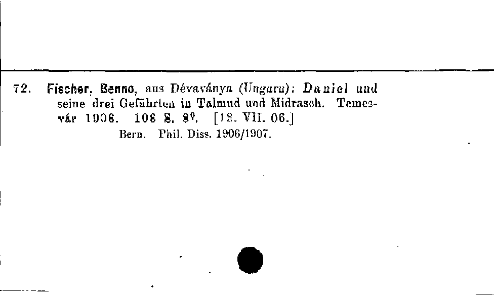 [Katalogkarte Dissertationenkatalog bis 1980]