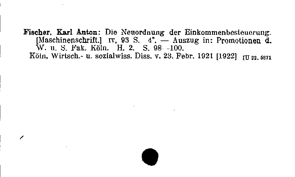 [Katalogkarte Dissertationenkatalog bis 1980]