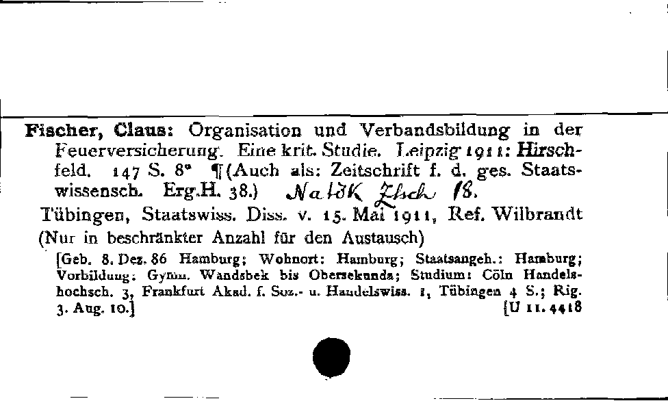 [Katalogkarte Dissertationenkatalog bis 1980]