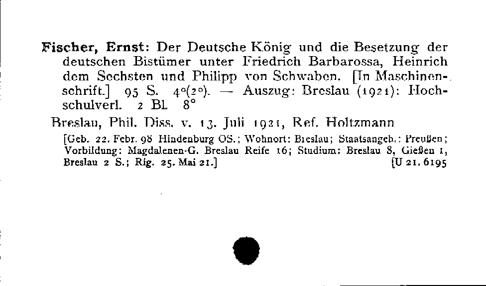 [Katalogkarte Dissertationenkatalog bis 1980]