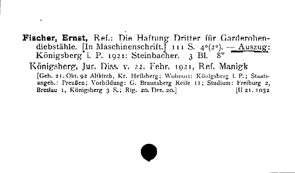 [Katalogkarte Dissertationenkatalog bis 1980]