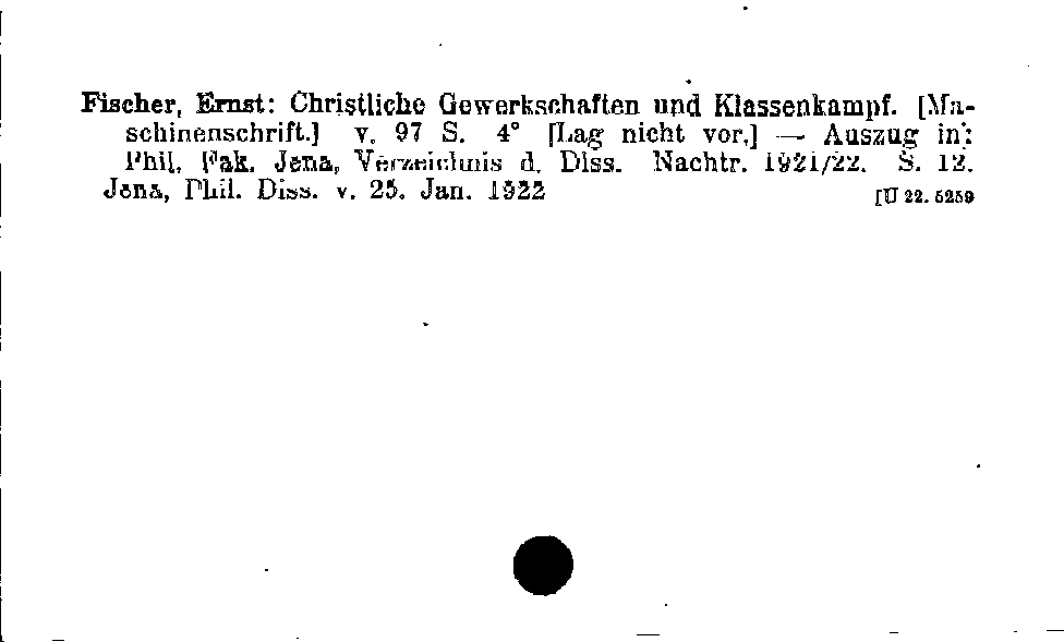 [Katalogkarte Dissertationenkatalog bis 1980]