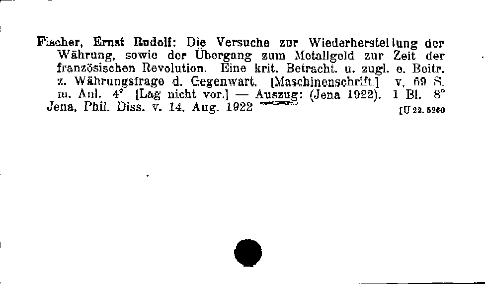 [Katalogkarte Dissertationenkatalog bis 1980]