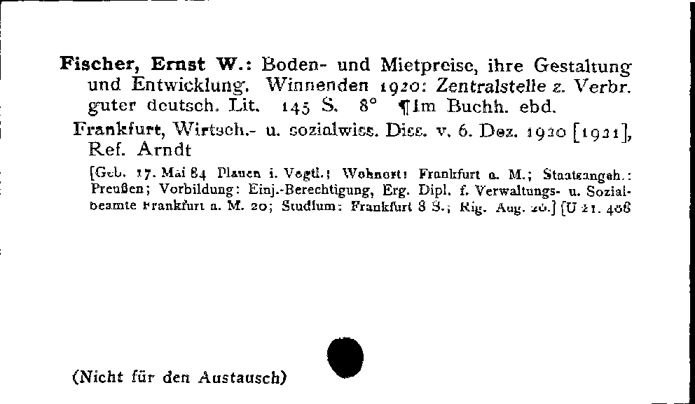[Katalogkarte Dissertationenkatalog bis 1980]