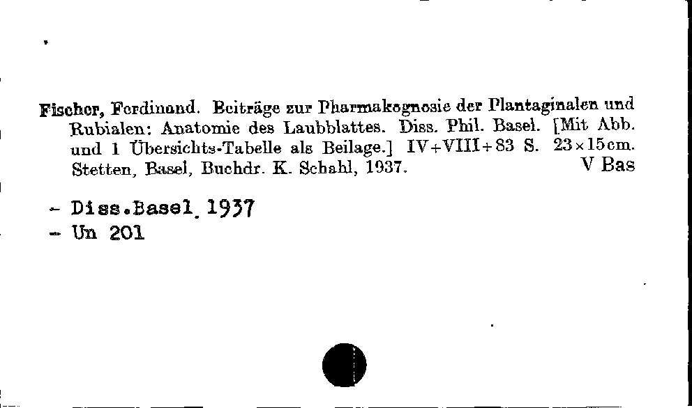 [Katalogkarte Dissertationenkatalog bis 1980]