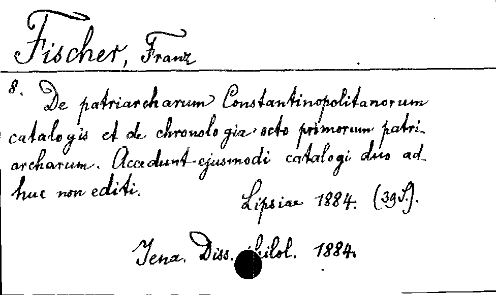[Katalogkarte Dissertationenkatalog bis 1980]