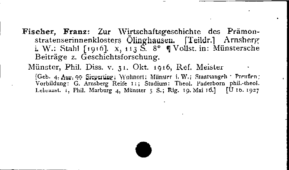 [Katalogkarte Dissertationenkatalog bis 1980]