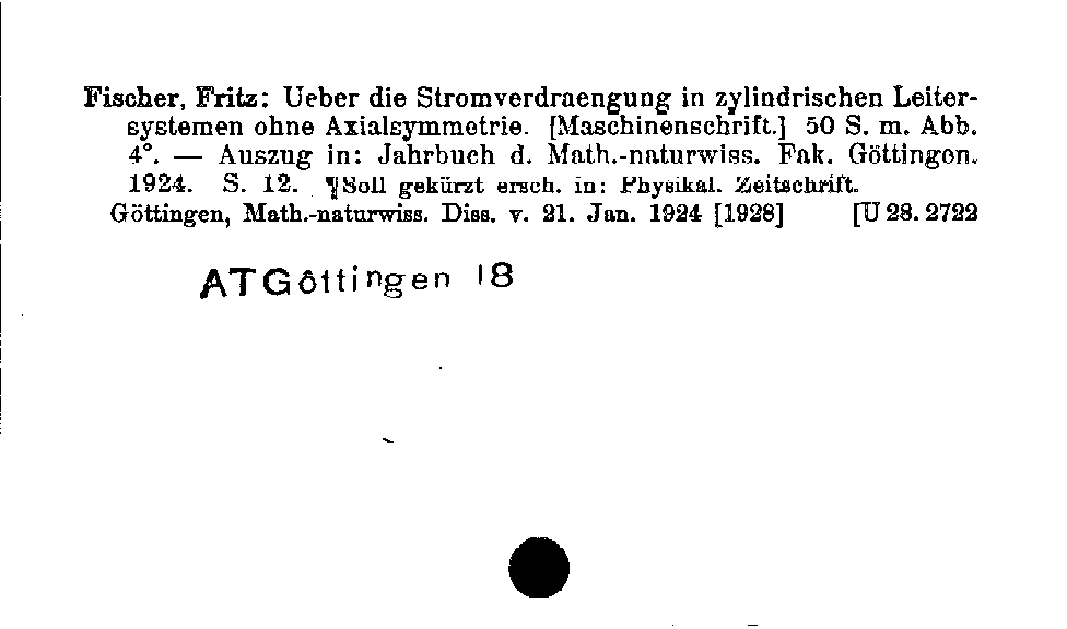 [Katalogkarte Dissertationenkatalog bis 1980]
