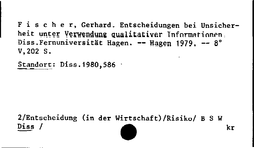[Katalogkarte Dissertationenkatalog bis 1980]