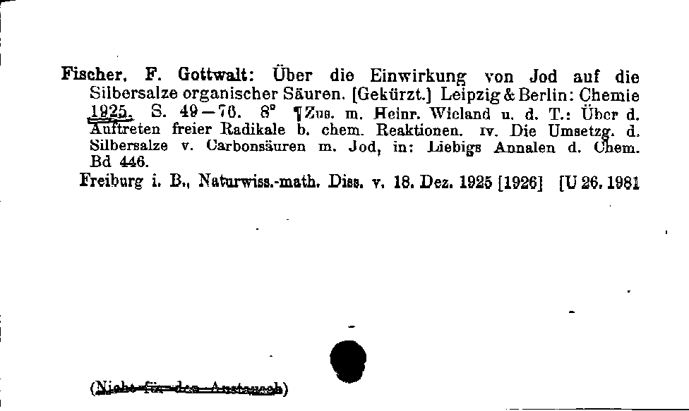 [Katalogkarte Dissertationenkatalog bis 1980]