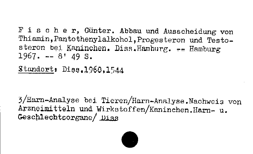 [Katalogkarte Dissertationenkatalog bis 1980]