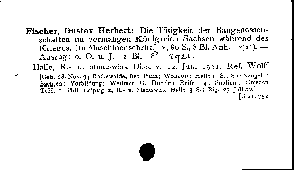 [Katalogkarte Dissertationenkatalog bis 1980]