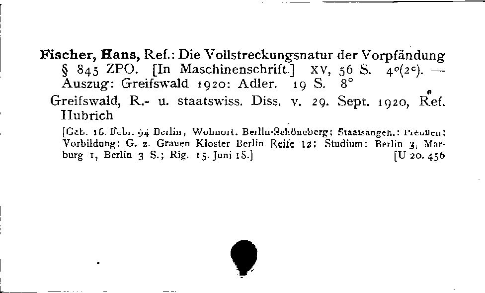 [Katalogkarte Dissertationenkatalog bis 1980]