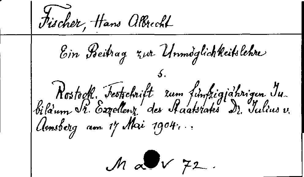 [Katalogkarte Dissertationenkatalog bis 1980]