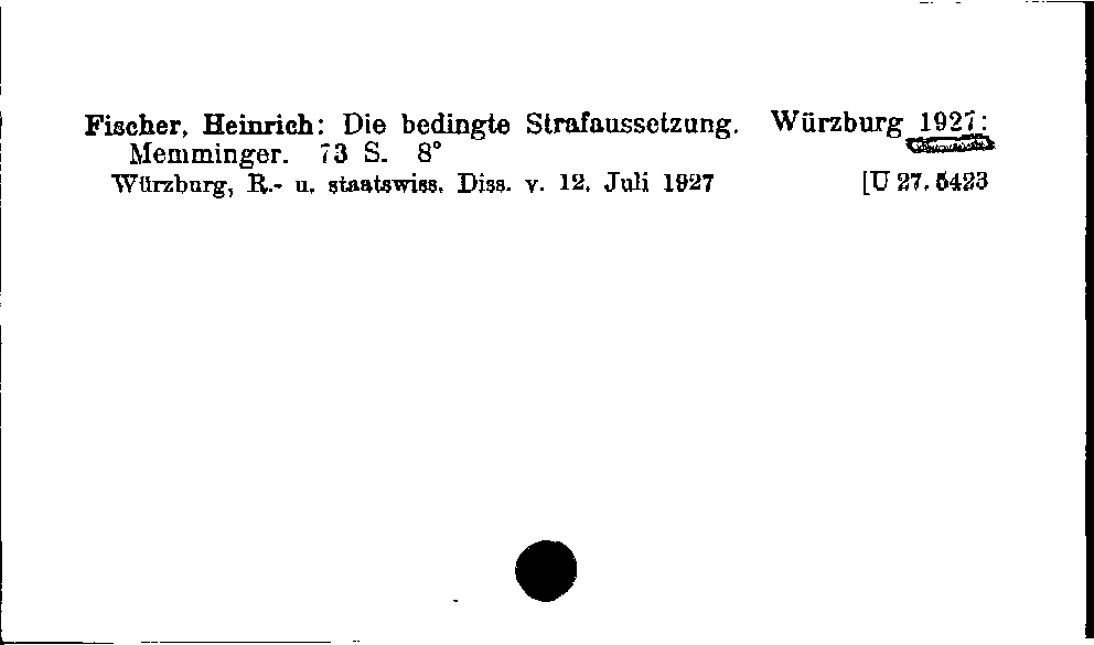 [Katalogkarte Dissertationenkatalog bis 1980]