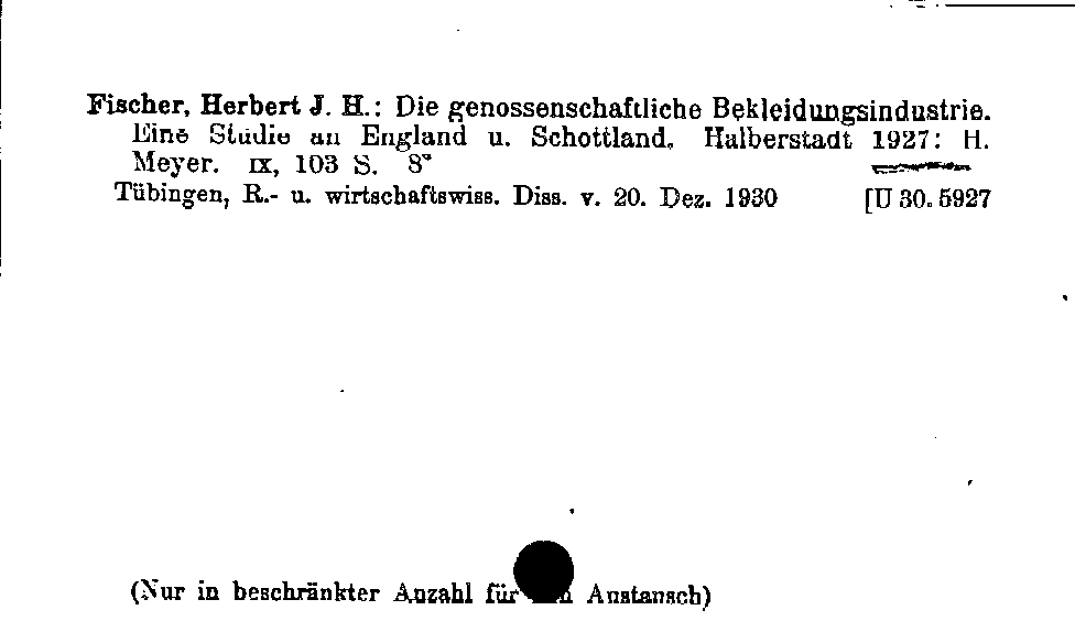 [Katalogkarte Dissertationenkatalog bis 1980]