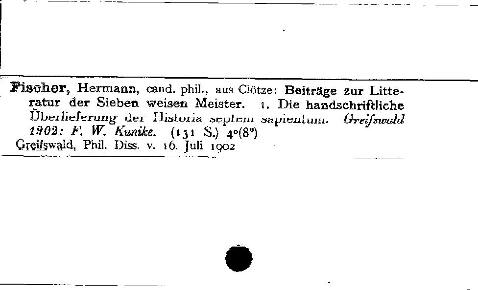 [Katalogkarte Dissertationenkatalog bis 1980]