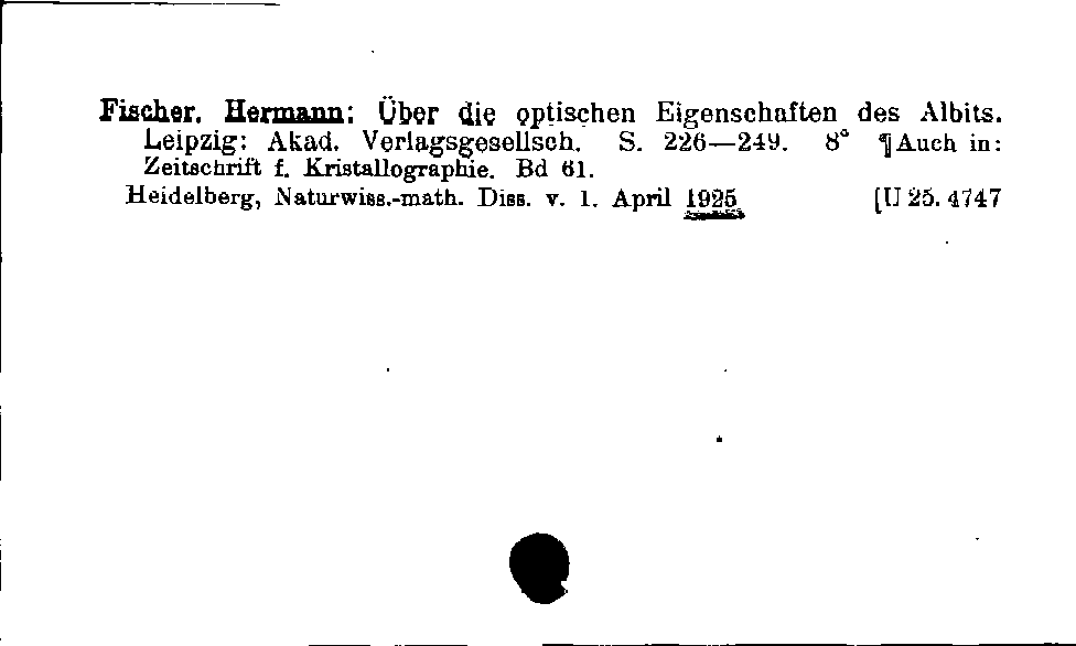 [Katalogkarte Dissertationenkatalog bis 1980]