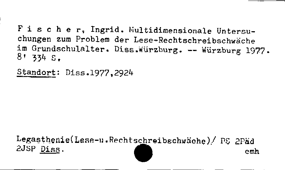 [Katalogkarte Dissertationenkatalog bis 1980]