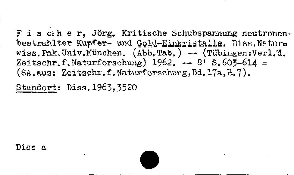 [Katalogkarte Dissertationenkatalog bis 1980]