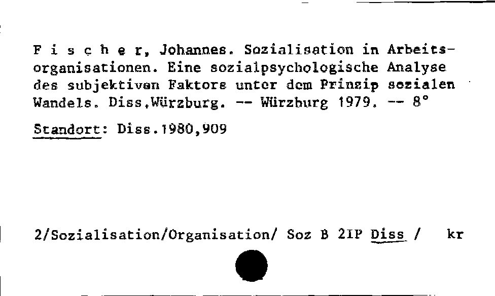[Katalogkarte Dissertationenkatalog bis 1980]