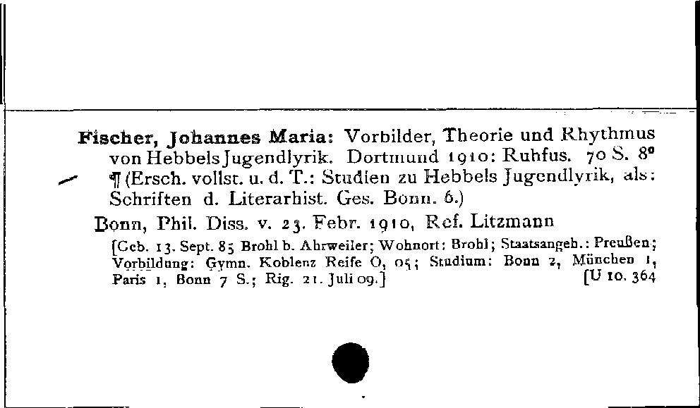 [Katalogkarte Dissertationenkatalog bis 1980]