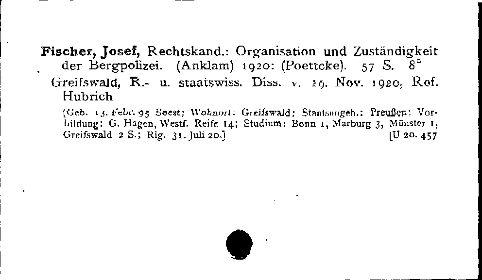 [Katalogkarte Dissertationenkatalog bis 1980]
