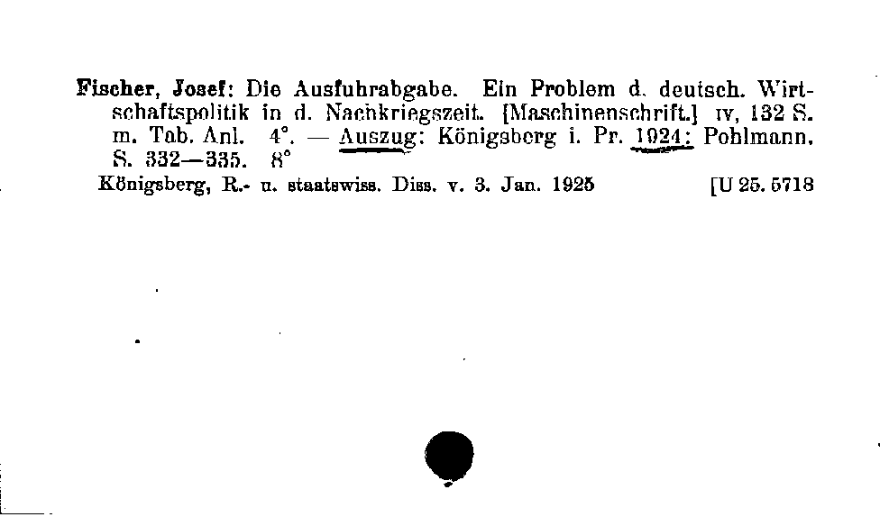 [Katalogkarte Dissertationenkatalog bis 1980]