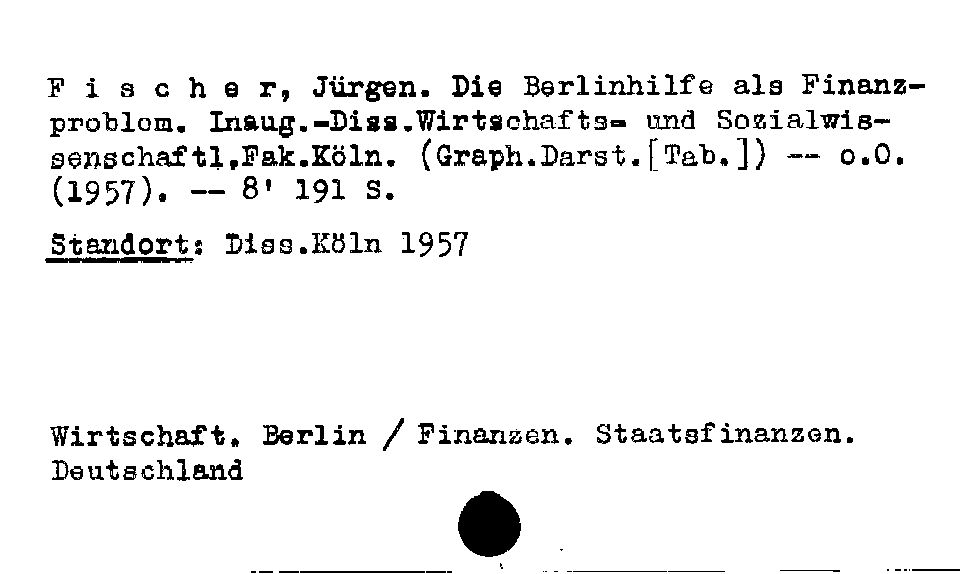 [Katalogkarte Dissertationenkatalog bis 1980]