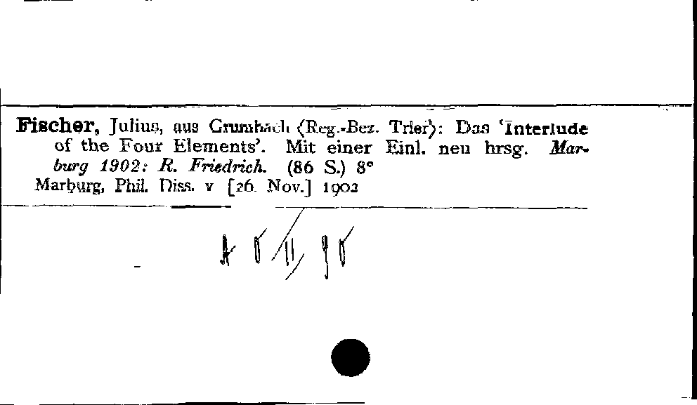 [Katalogkarte Dissertationenkatalog bis 1980]